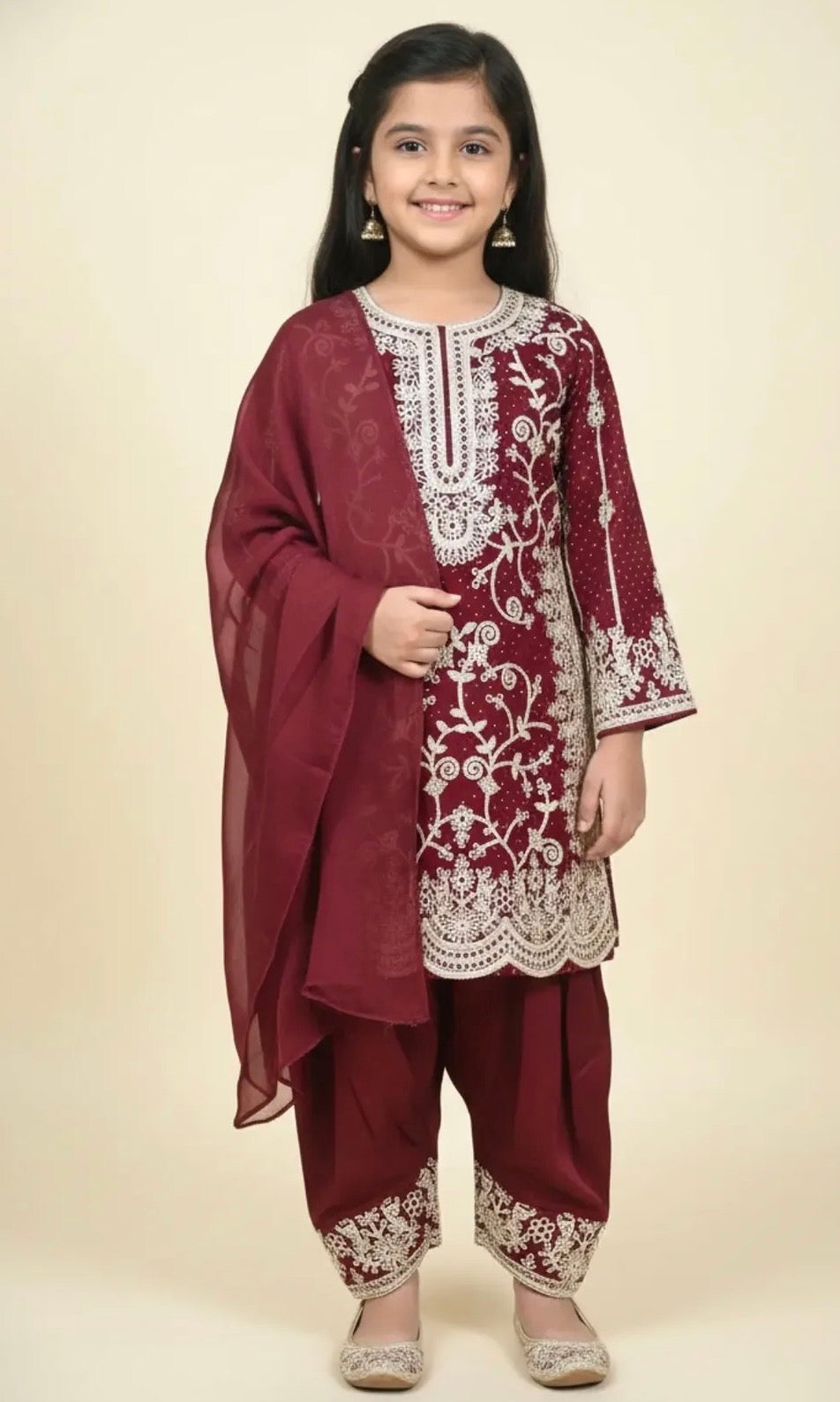 Maroon baby girl suit ✨