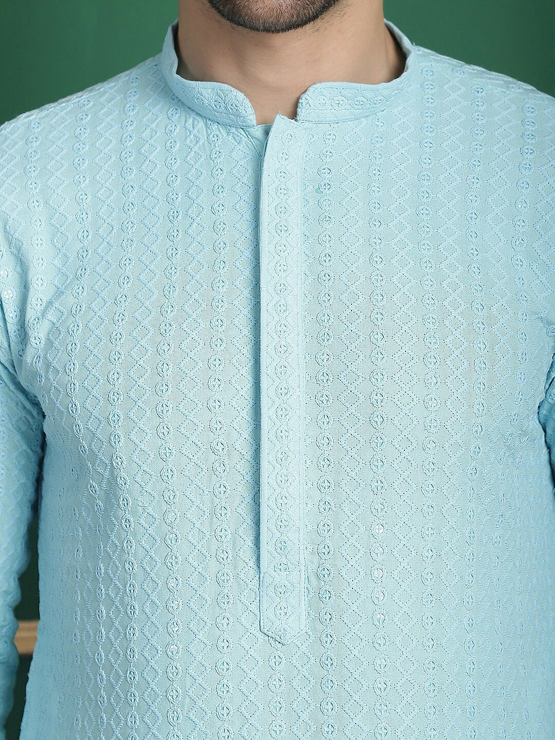 Embroidered Sequinned Kurta with Pyjamas