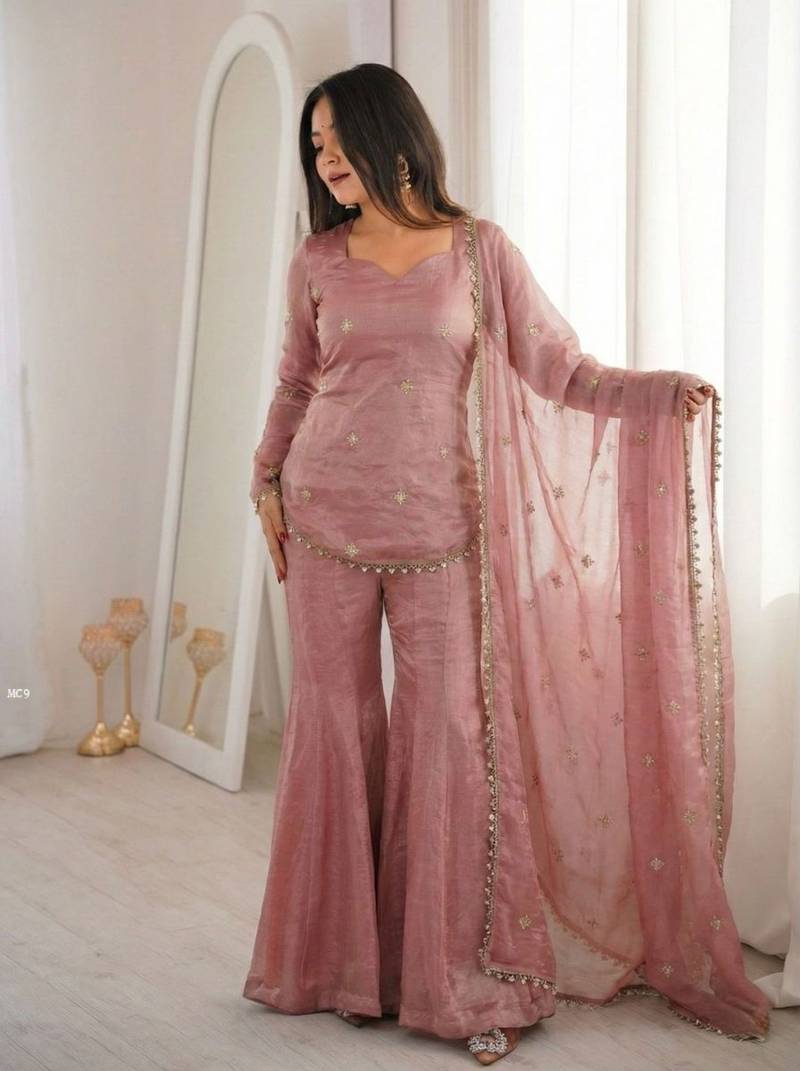 Elegant Fendy Silk Sharara Set