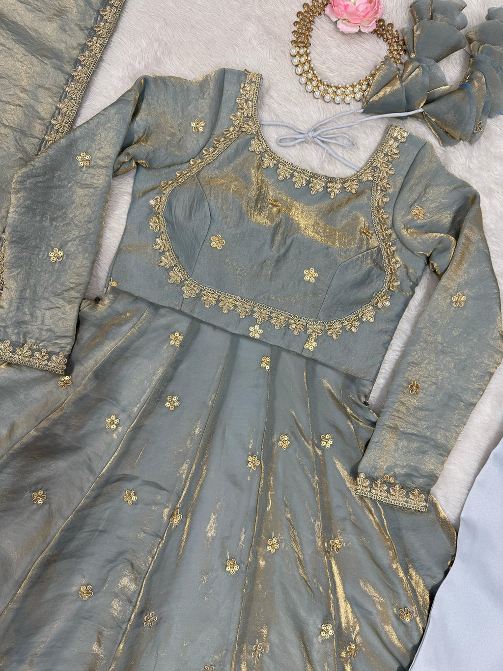 Fandy Silk Anarkali Suit Set