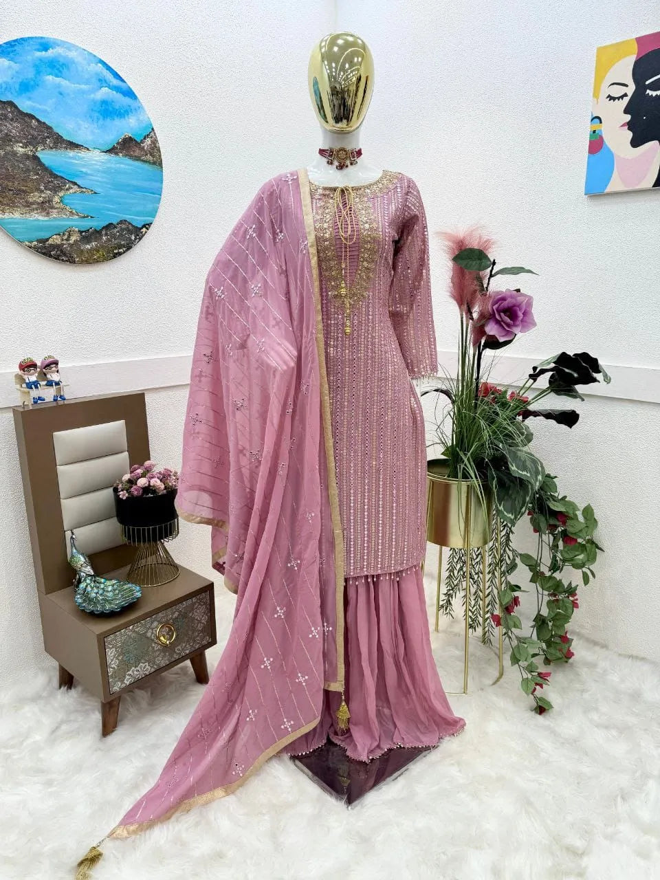 Royal Shimmer Party Wear Designer Dupatta Set