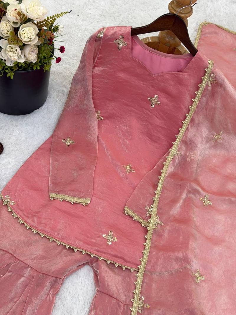 Elegant Fendy Silk Sharara Set