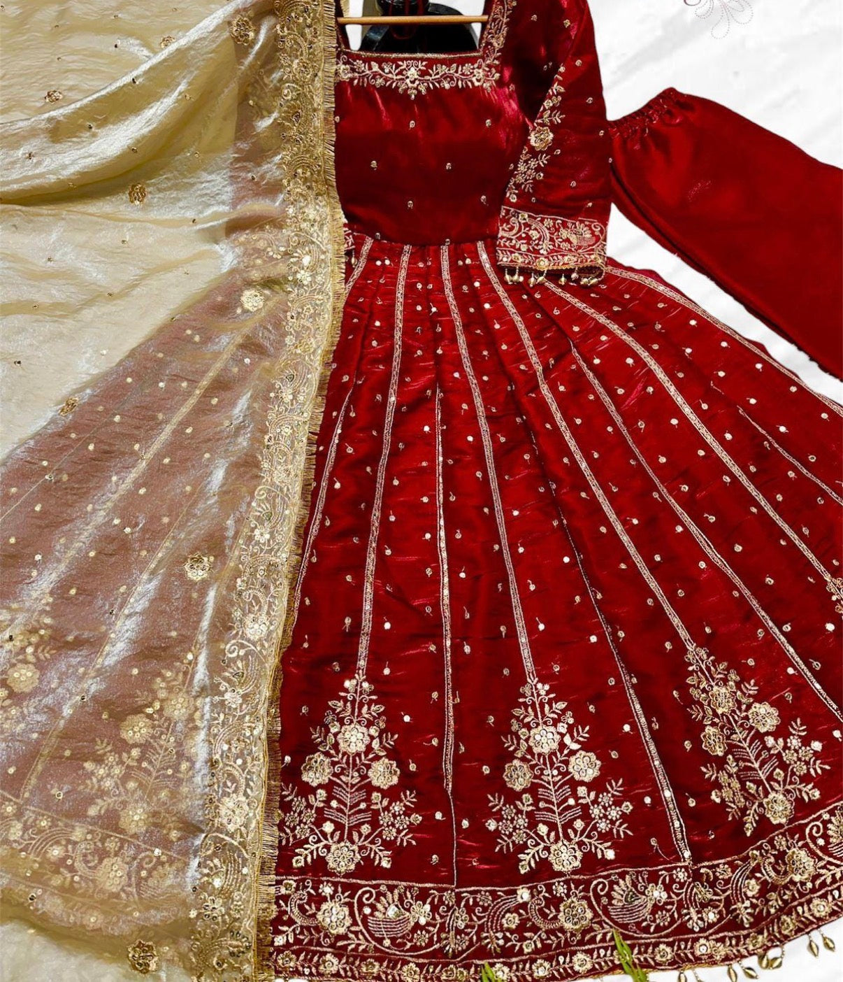 HeavyFrendy Silk Embroidered Anarkali Pant Set with Dupatta