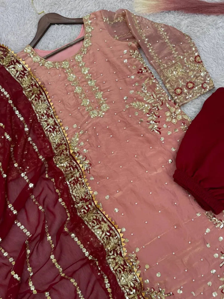 Fendy Silk With Sequence Embroidery Work