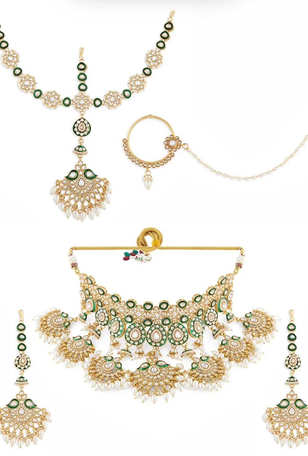 Gold-plated kundan bridal jewelry set