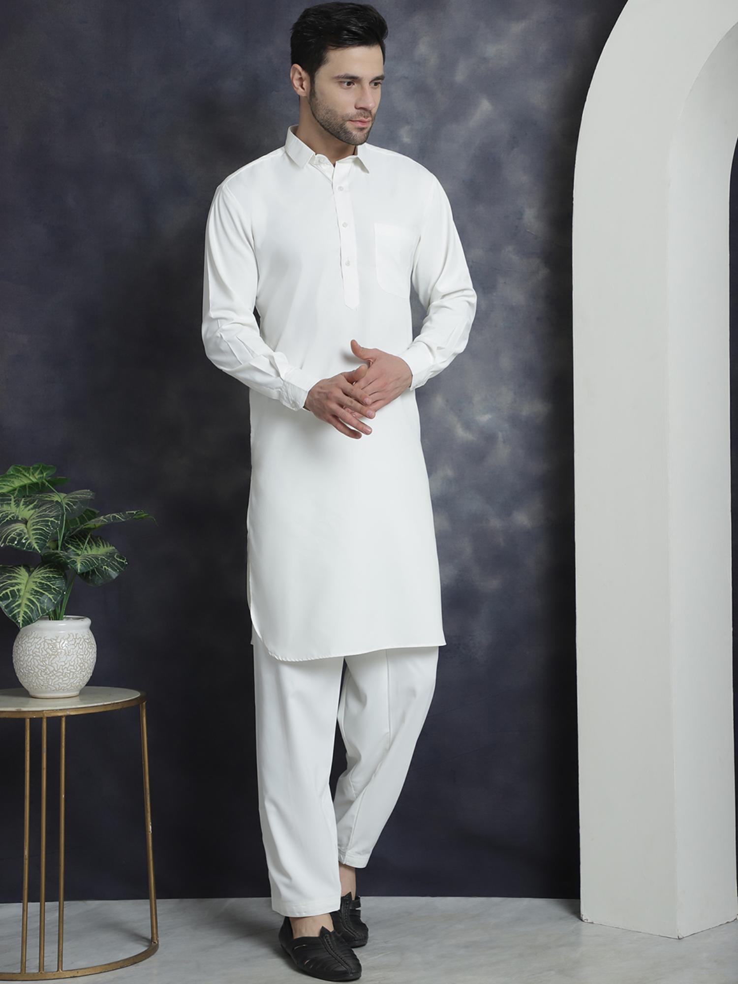 Men's Solid Pathani Kurta with Salwar