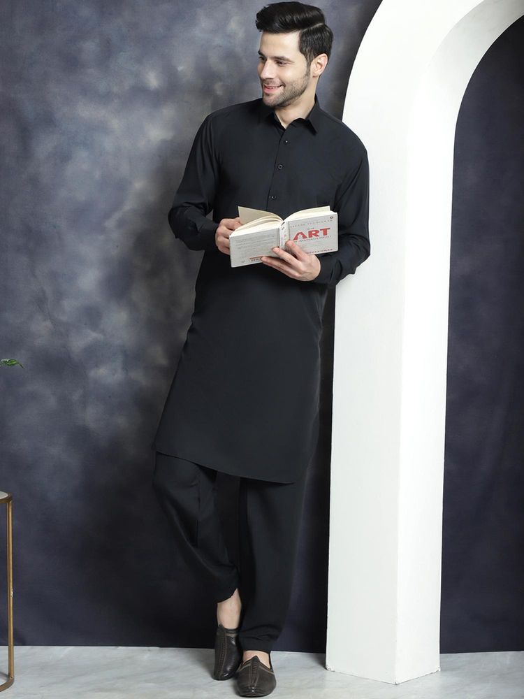 Men's Solid Pathani Kurta with Salwar