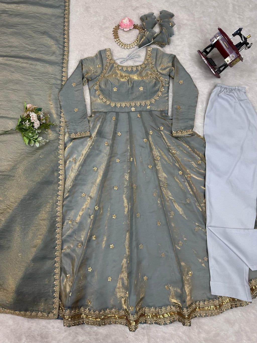 Fandy Silk Anarkali Suit Set
