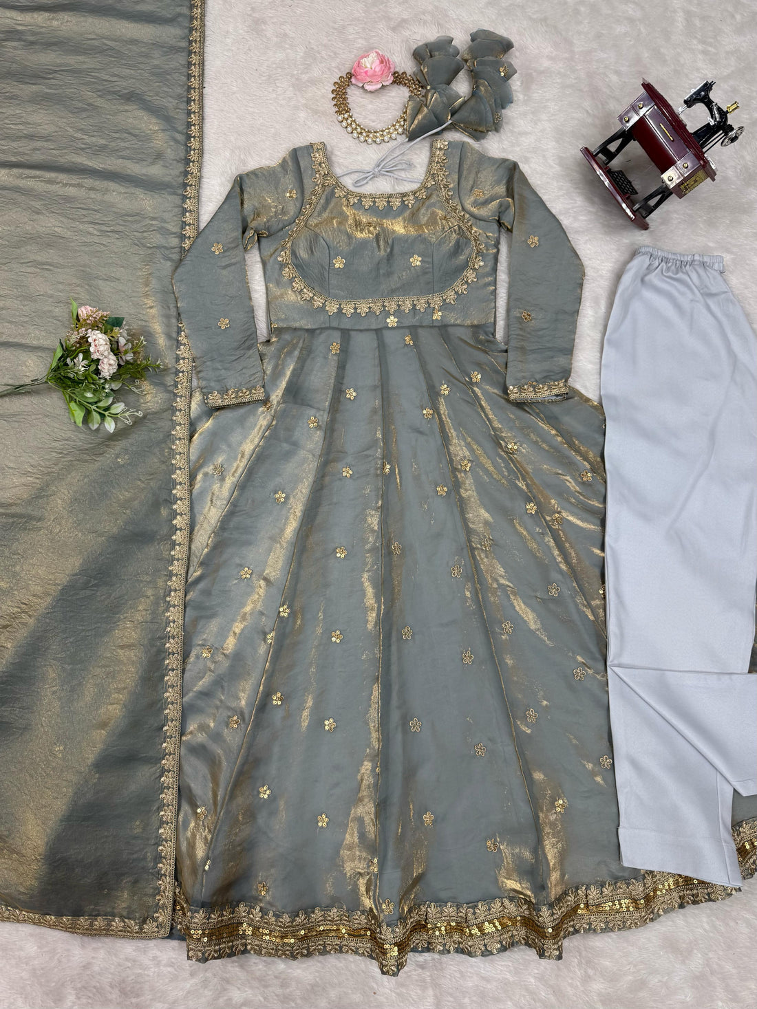 Fandy Silk Anarkali Suit Set