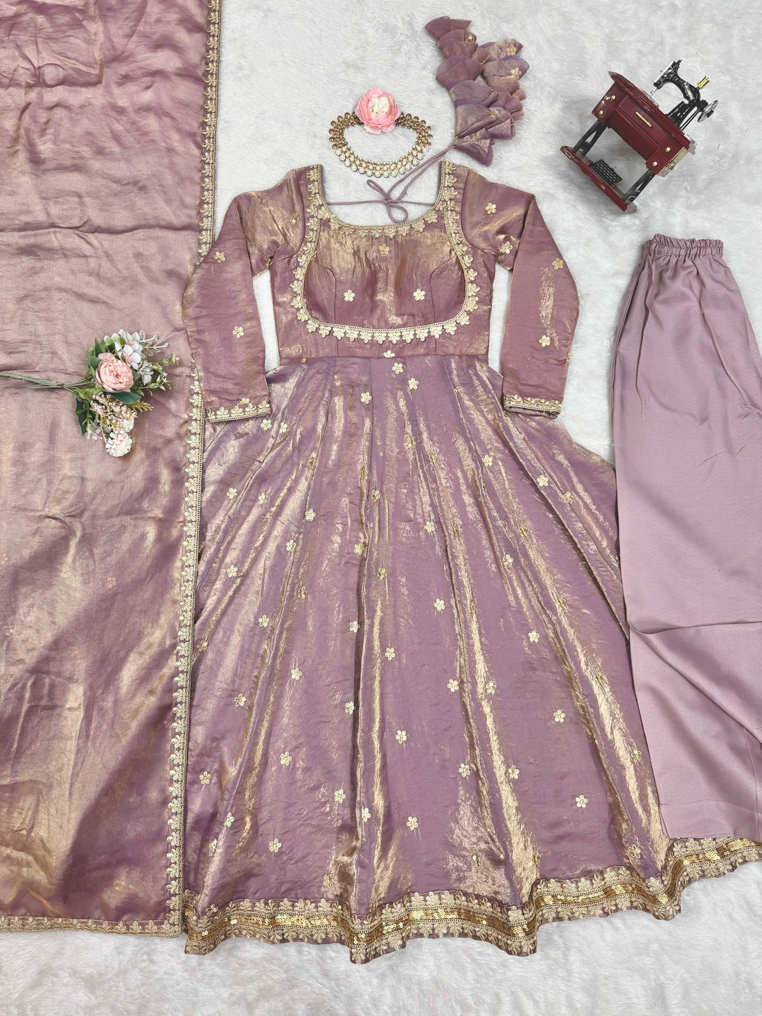 Fandy Silk Anarkali Suit Set