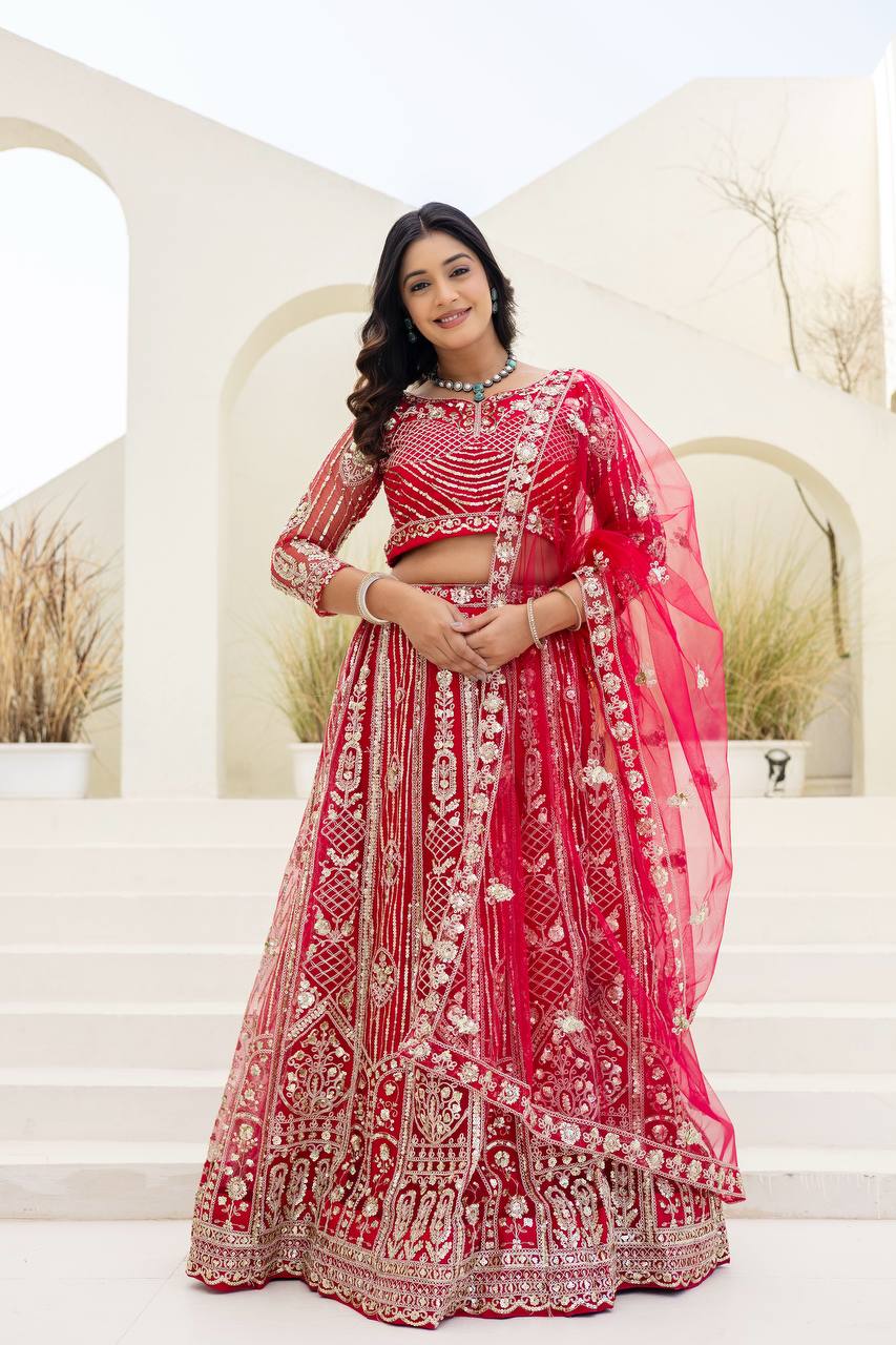 Butterfly Net Sequins Embroidered Lehenga Choli Set