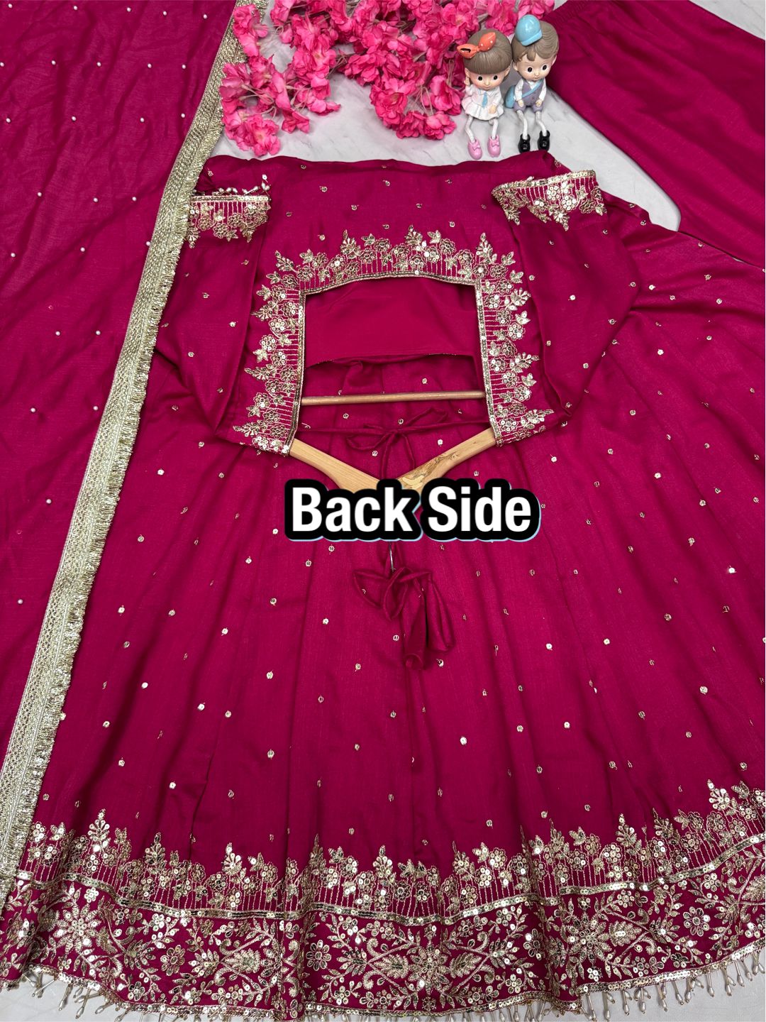 Silk Anarkali Gown Dupatta Pent Plazzo Set With Embroidery Sequence Work