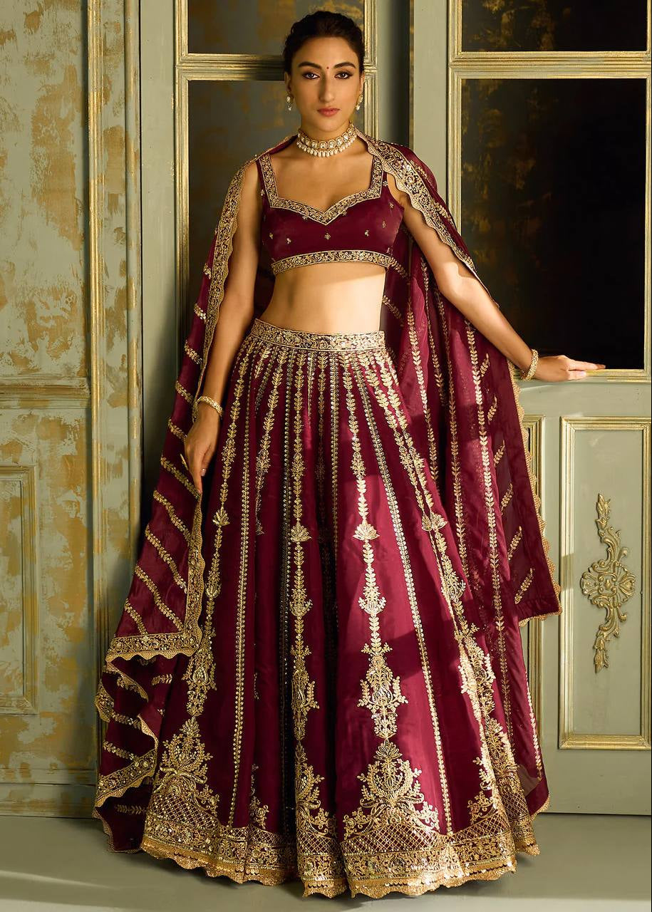 New Stylish Bridesmaid Lehenga Choli With sequins,Dori And Zari work.