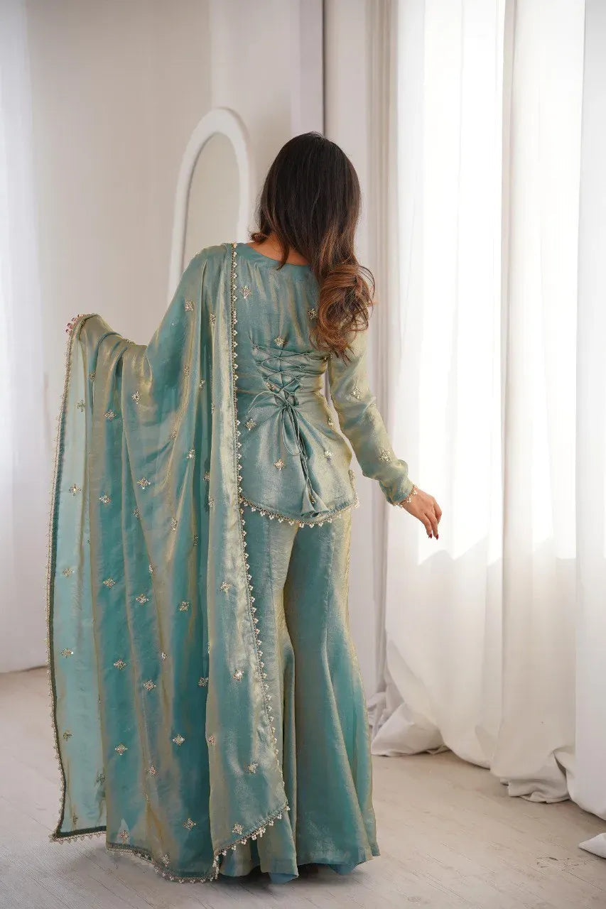 Elegant Fendy Silk Sharara Set