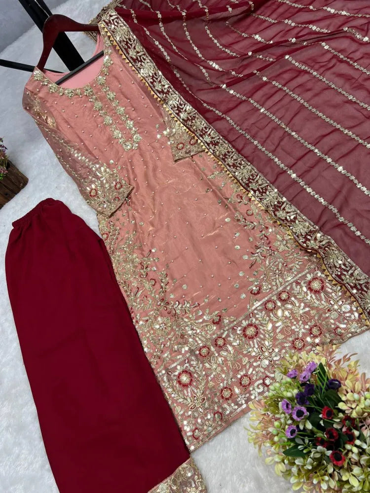 Fendy Silk With Sequence Embroidery Work