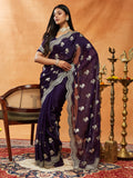 Embellished Embroidered Pure Chiffon Saree