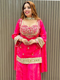 Embroidered Palazzo Suit | Festive 4-Piece Mirror Work Set