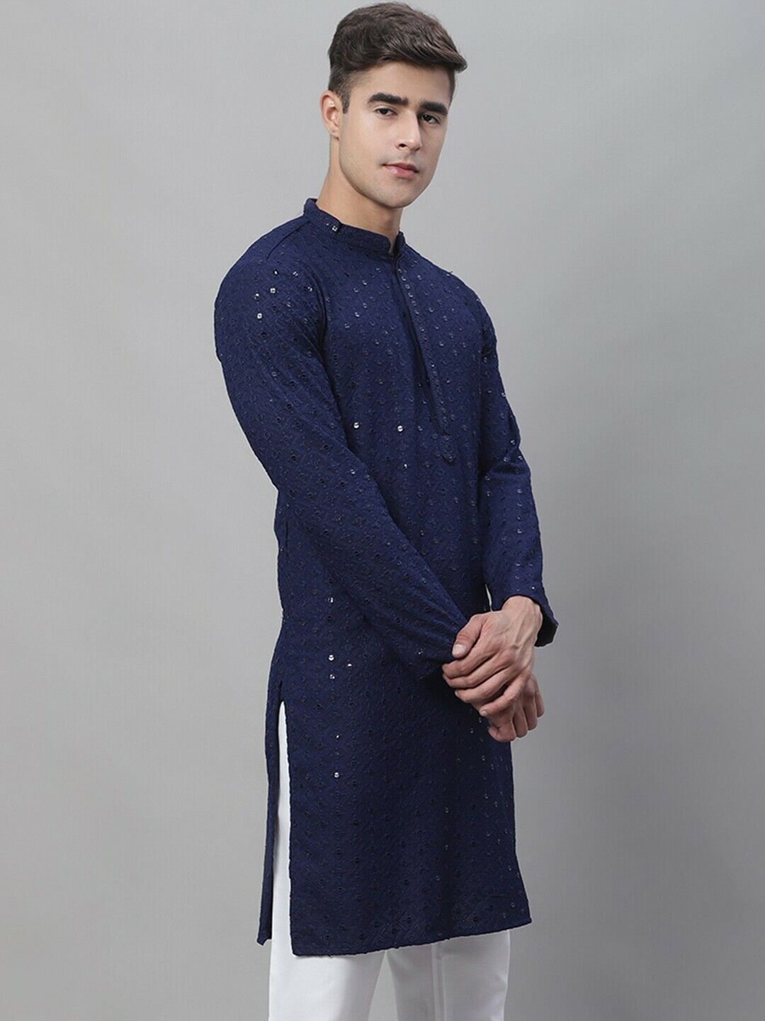 Men’s Kurta & PANTS – Ethnic Motifs Embroidered Cotton Kurta